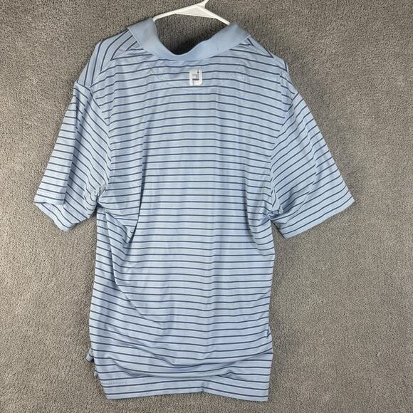 FootJoy Polo Shirt Mens Medium Blue Striped Bala Golf Embroidered Performance - Picture 7 of 10
